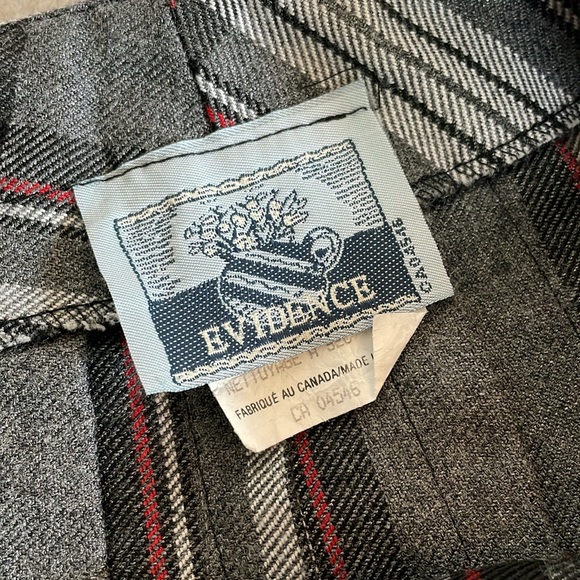 Vintage Academia Short Grey Plaid Skirt by Evidence - Made in Canada! - Picture 3 of 5